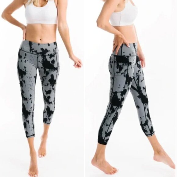 ZYIA Pants - Zyia Active Slate Oxidation Soft n Snug Hi-Rise 7/8 Leggings Size 8-10